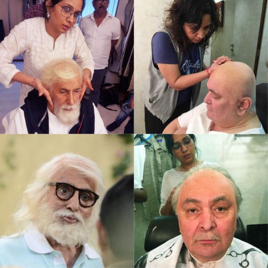 Preetisheel Singh working on Amitabh Bachchan and Rishi Kapoor’s look on the sets of 102 Not Out.