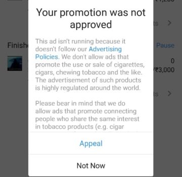 Instagram ads not approved