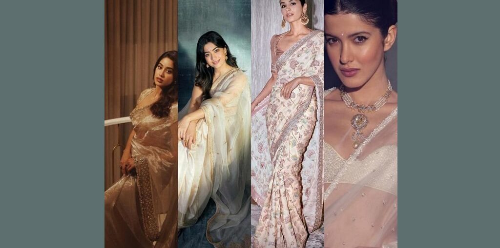 Bollywood Actresses in Neutral Tone Sarees