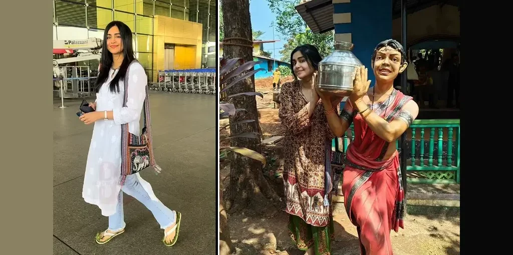 Adah Sharma wearing grass slippers at the airport