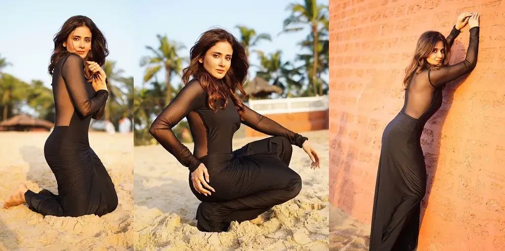 Parul Yadav in her black see-through outfit On International Yoga Day