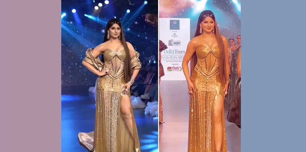 Urvashi Rautela walks the ramp as the showstopper at Delhi Times Fashion Week