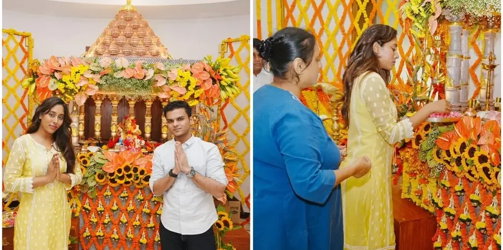 Apurrva Soni seeks blessings of Ganpati Bappa at the residence of Deputy Chief Minister Of Maharashtra Devendra Fadnavis