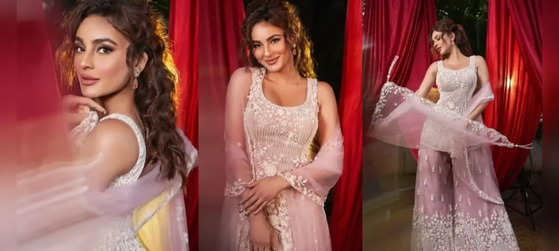 Seerat Kapoor Gives Soothing Girl Next Door Vibes In A Peach Embellished Sharara Set