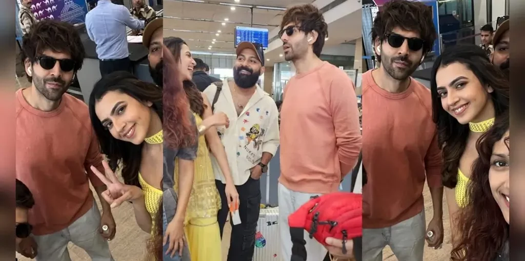 Kashika Kapoor And Kartik Aaryan Bump Into Each Other At Jaipur Airport