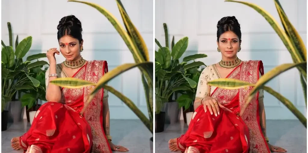 Tanishaa Mukerji slays in her traditional red Bengali saree