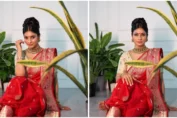 Tanishaa Mukerji slays in her traditional red Bengali saree