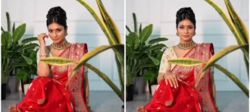 Tanishaa Mukerji slays in her traditional red Bengali saree