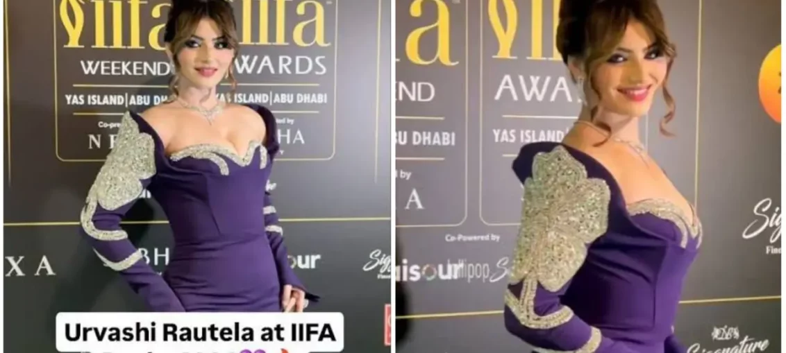 Urvashi Rautela diamond-studded purple custom-made gown at IIFA Rocks 2024