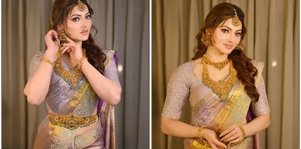 Urvashi Rautela stuns in a limited edition super expensive Kanjeevaram diamond saree